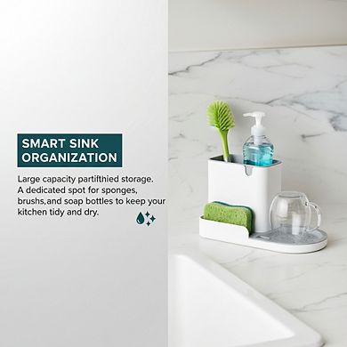Large White Kitchen Sink Caddy, Sponge Brush Storage Organizer