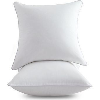 Zoulao Set of 2 18x18" Pillow Inserts, Cotton Cover, Decorative Square, White