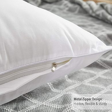 Zoulao Set of 2 18x18" Pillow Inserts, Cotton Cover, Decorative Square, White