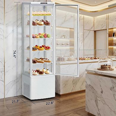 Commercial Standing Merchandiser Refrigerator, 9.8 Cu.FT Single-Door Pastry Display Case