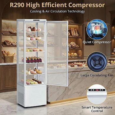 Commercial Standing Merchandiser Refrigerator, 9.8 Cu.FT Single-Door Pastry Display Case