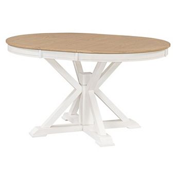 Round to Oval Extendable Dining Table with Butterfly Leaf, Seats 6