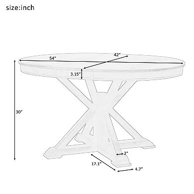 Round to Oval Extendable Dining Table with Butterfly Leaf, Seats 6