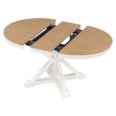 Round to Oval Extendable Dining Table with Butterfly Leaf, Seats 6