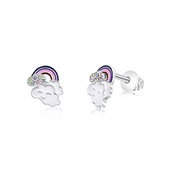 Girls Rainbow Earrings - Hypoallergenic Kids Earrings with Surgical Titanium Screwbacks