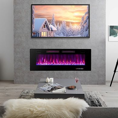 50 Inch Ultra Thin Electric Fireplace with Alexa App Control