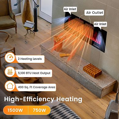 50 Inch Ultra Thin Electric Fireplace with Alexa App Control