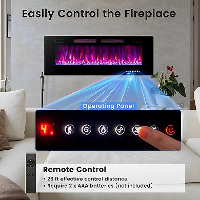 50 Inch Ultra Thin Electric Fireplace with Alexa App Control