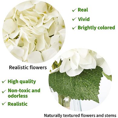 6 Silk Hydrangea in Glass Vase with Faux Water