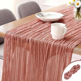 Cheesecloth Table Runner Soft Wrinkled Gauze Sheer Lightweight Fabric