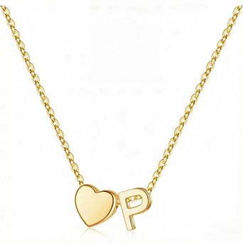 KSIZUIS 18K Gold Plated Heart Initial Pendant Necklace - Dainty Trendy Jewelry for Women