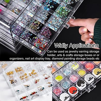 Acrylic Jewelry Organizer 5 Drawer Clear Box 120 Small Compartments for Earrings Rings