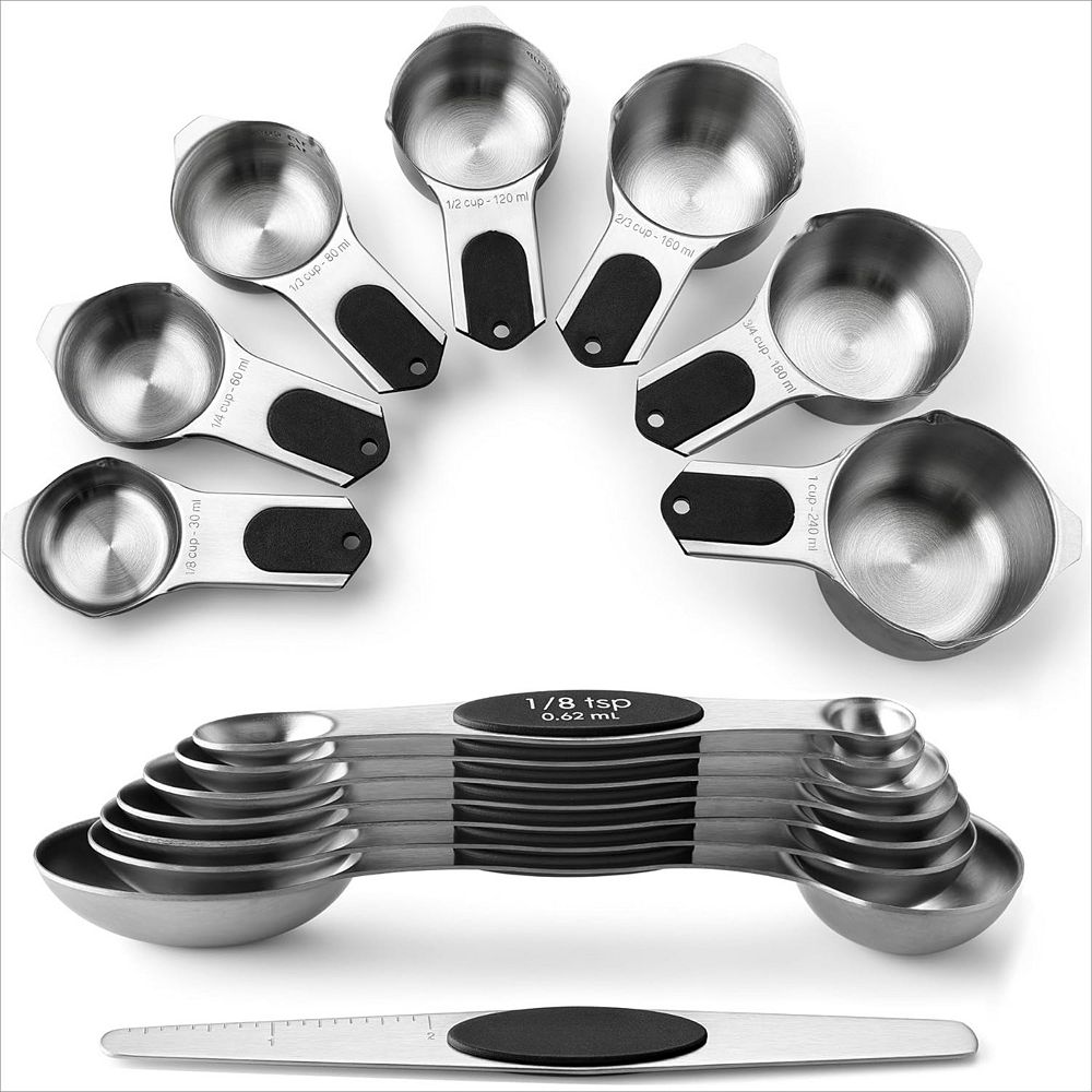 Magnetic Stainless Steel Measuring Set 15-Piece with Leveler, Fits ...