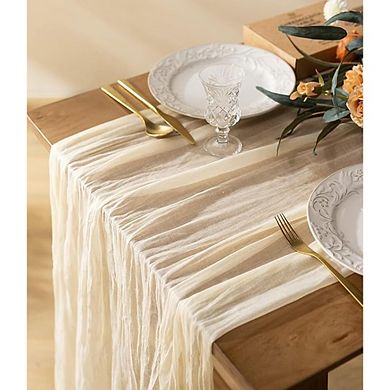 Cheesecloth Table Runner Boho Gauze, Rustic Fabric for Wedding & Party Decor