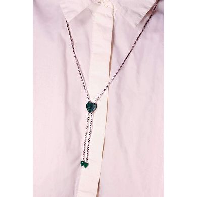 Luv Me Green Aventurine Gemstone Sterling SIlver Adjustable Heart Women Necklace