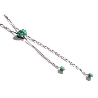 Luv Me Green Aventurine Gemstone Sterling SIlver Adjustable Heart Women Necklace