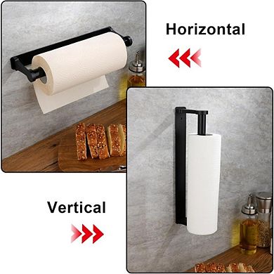 Great Ambitions Under Cabinet Paper Towel Holder, Aluminum Alloy, Self‑Adhesive (Black)