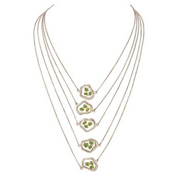 Adjustable White Rhodium and Pastel Green Enamel Terra Layered Necklace by Dhwani Bansal