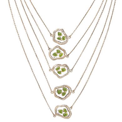 Adjustable White Rhodium and Pastel Green Enamel Terra Layered Necklace by Dhwani Bansal