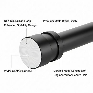 32-68 Inch Spring Tension Shower Rod, No-Drill Anti-Slip Never Rust, Black