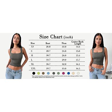 Zeagoo Women's Square Neck Sleeveless Crop Tops Trendy Basic Ribbed Tank Tops