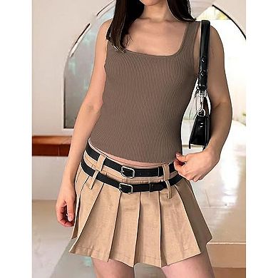 Zeagoo Women's Square Neck Sleeveless Crop Tops Trendy Basic Ribbed Tank Tops