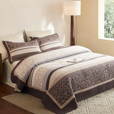 Marcielo 3Pcs Traditional Floral Cotton Quilt Bedspread Set Classic Cottage Style