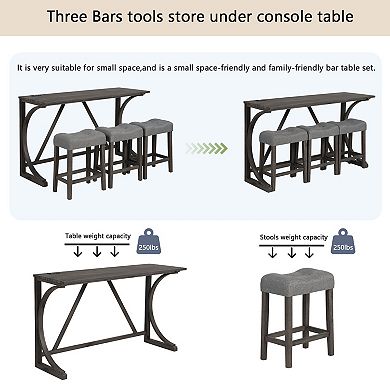 KWPZQEB Bar Table Set of 4, Dining Bar Table & 3 Padded Stools for Dining Room
