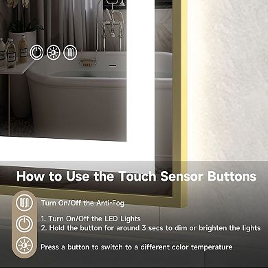 Wall Mount LED Bathroom Vanity Mirror with Dimmable Lights and Anti-Fog