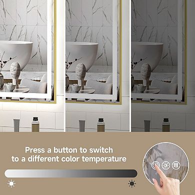 Wall Mount LED Bathroom Vanity Mirror with Dimmable Lights and Anti-Fog