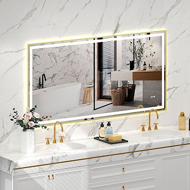 Wall Mount LED Bathroom Vanity Mirror with Dimmable Lights and Anti-Fog