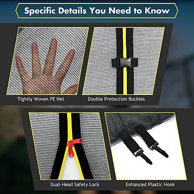 12-Foot Trampoline Replacement Enclosure Net with Zipper