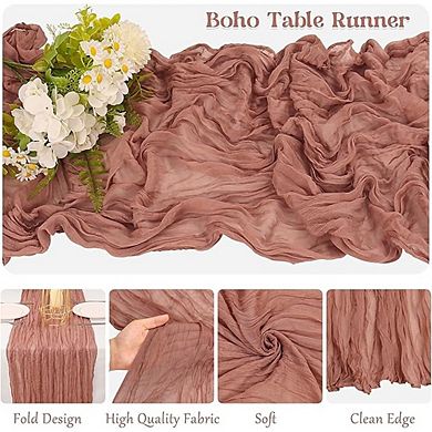 Blush Cheesecloth Table Runner, Boho Rustic Gauze, Wedding & Party Decor