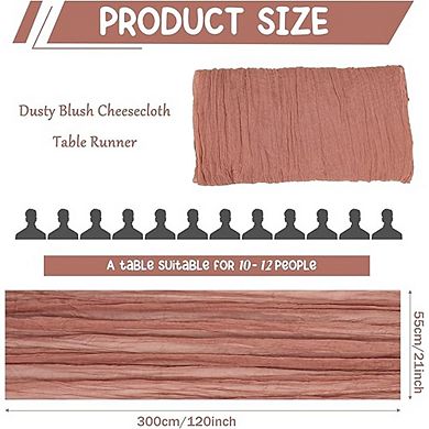 Blush Cheesecloth Table Runner, Boho Rustic Gauze, Wedding & Party Decor