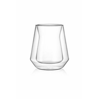 NutriChef Double Wall Insulated Glasses, 8oz, High Borosilicate, Clear Drinkware for Hot & Cold