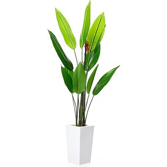5.7FT Artificial Bird of Paradise in White Planter