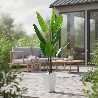 5.7FT Artificial Bird of Paradise in White Planter