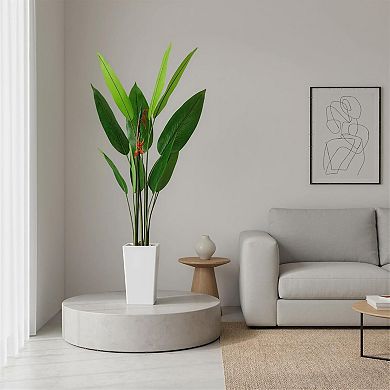 5.7FT Artificial Bird of Paradise in White Planter