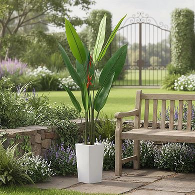 5.7FT Artificial Bird of Paradise in White Planter