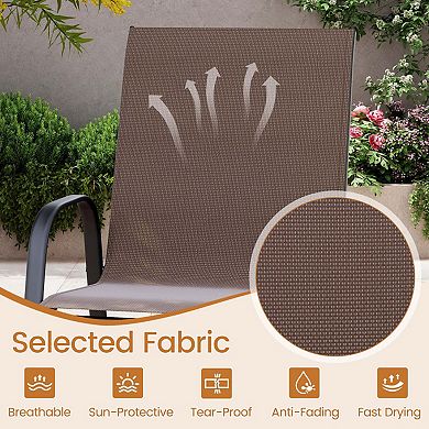 Set of 2 Fabric Bar Stools with High Backrest and Footrest