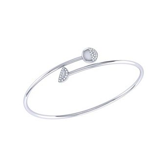 Moon Stages Sterling Silver Diamond Adjustable Bangle