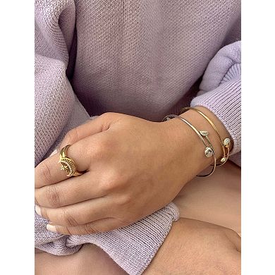 Moon Stages Sterling Silver Diamond Adjustable Bangle