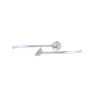 Moon Stages Sterling Silver Diamond Adjustable Bangle