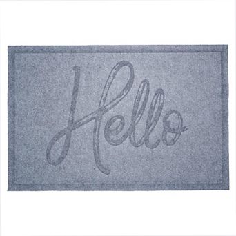 HomeRoots 24" X 36" Gray Hello Outdoor Polypropylene Door Mat