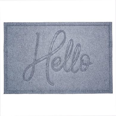 HomeRoots 24" X 36" Gray Hello Outdoor Polypropylene Door Mat