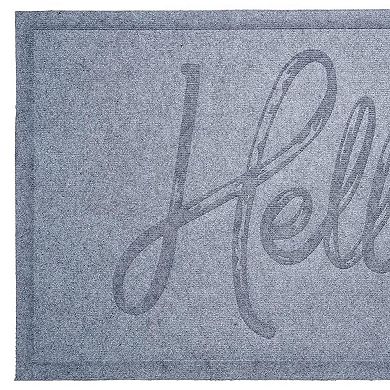 HomeRoots 24" X 36" Gray Hello Outdoor Polypropylene Door Mat