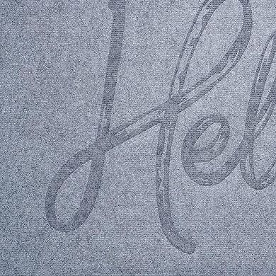 HomeRoots 24" X 36" Gray Hello Outdoor Polypropylene Door Mat