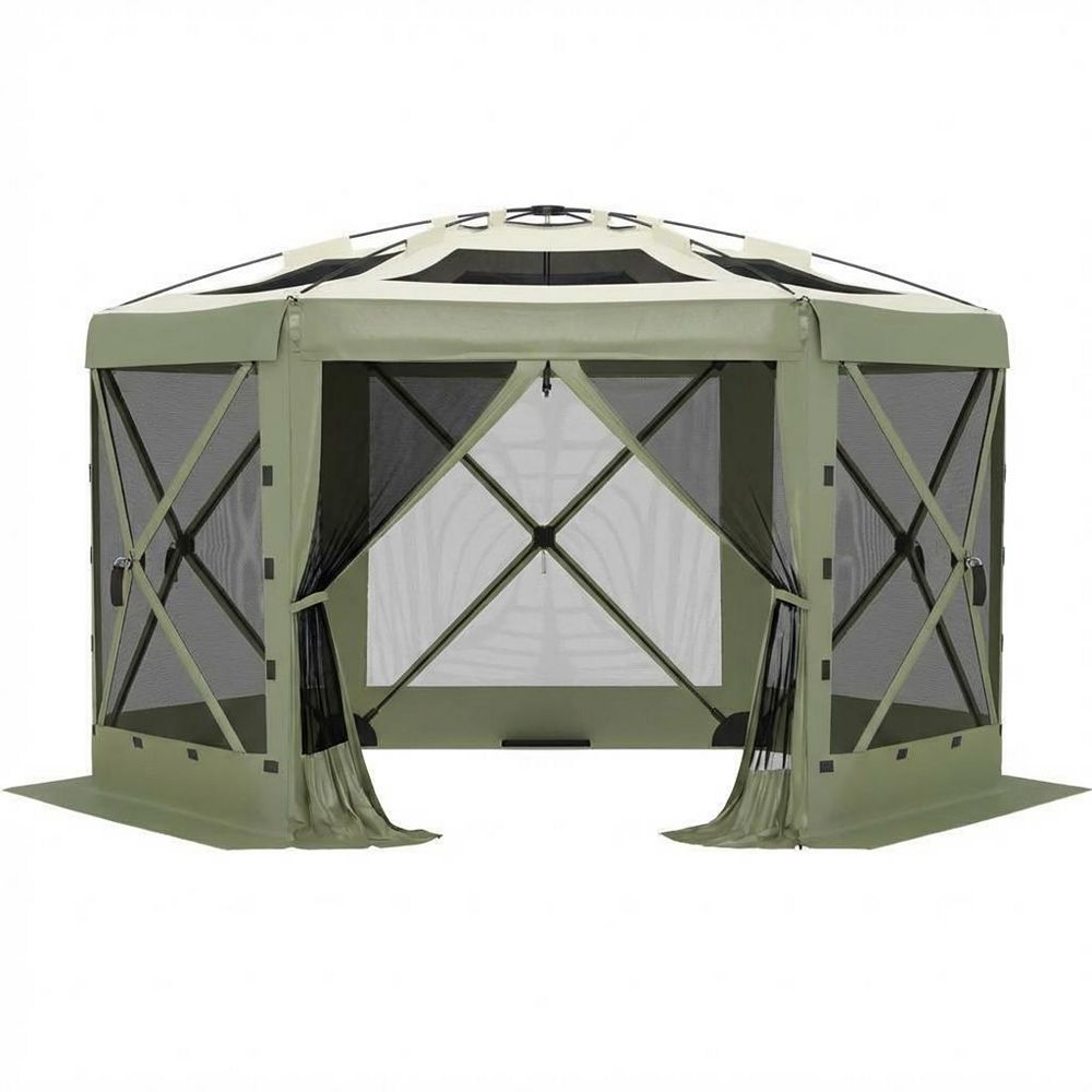 13FT Pop Up Gazebo 6 Sided Canopy Tent with Mosquito Netting Removable ...