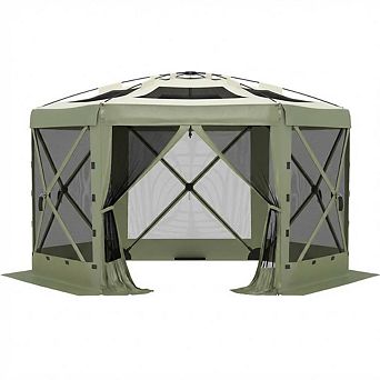 13FT Pop Up Gazebo 6 Sided Canopy Tent with Mosquito Netting Removable Canopy Top Wind Cloths