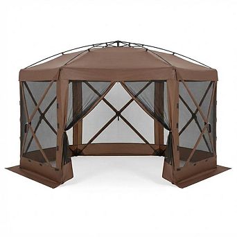 13FT Pop Up Gazebo 6 Sided Canopy Tent with Mosquito Netting Removable Canopy Top Wind Cloths